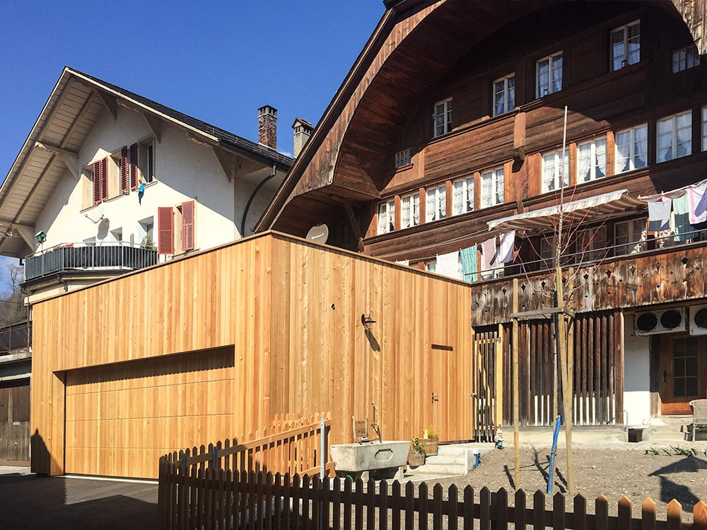 Doppelgarage im Ortsbildschutzperimeter, Erlenbach im Simmental